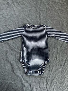 Carter’s baby boy striped grey, red and blue long sleeve onesie